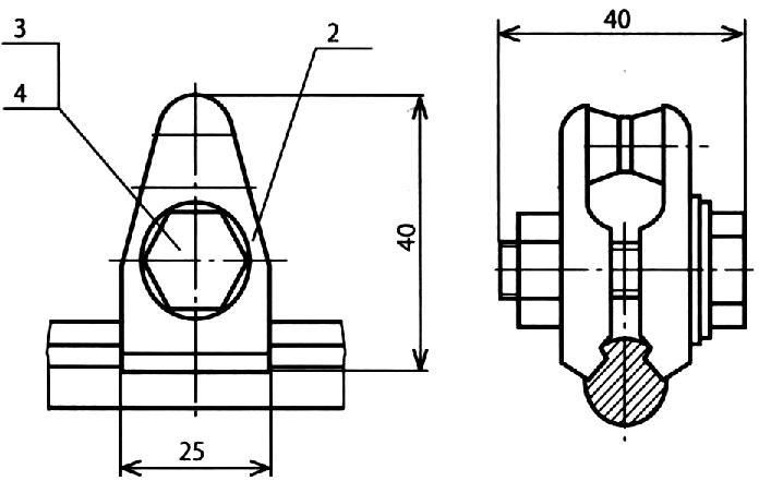 Зажим струновой для контактного провода КС-046-3